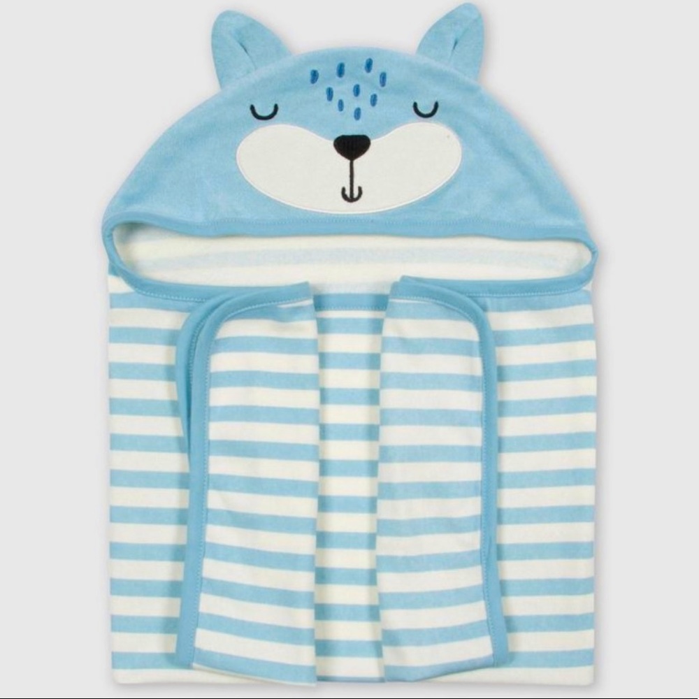 NEW Gerber Baby Boys Hooded Terry Fox Bath Wrap
